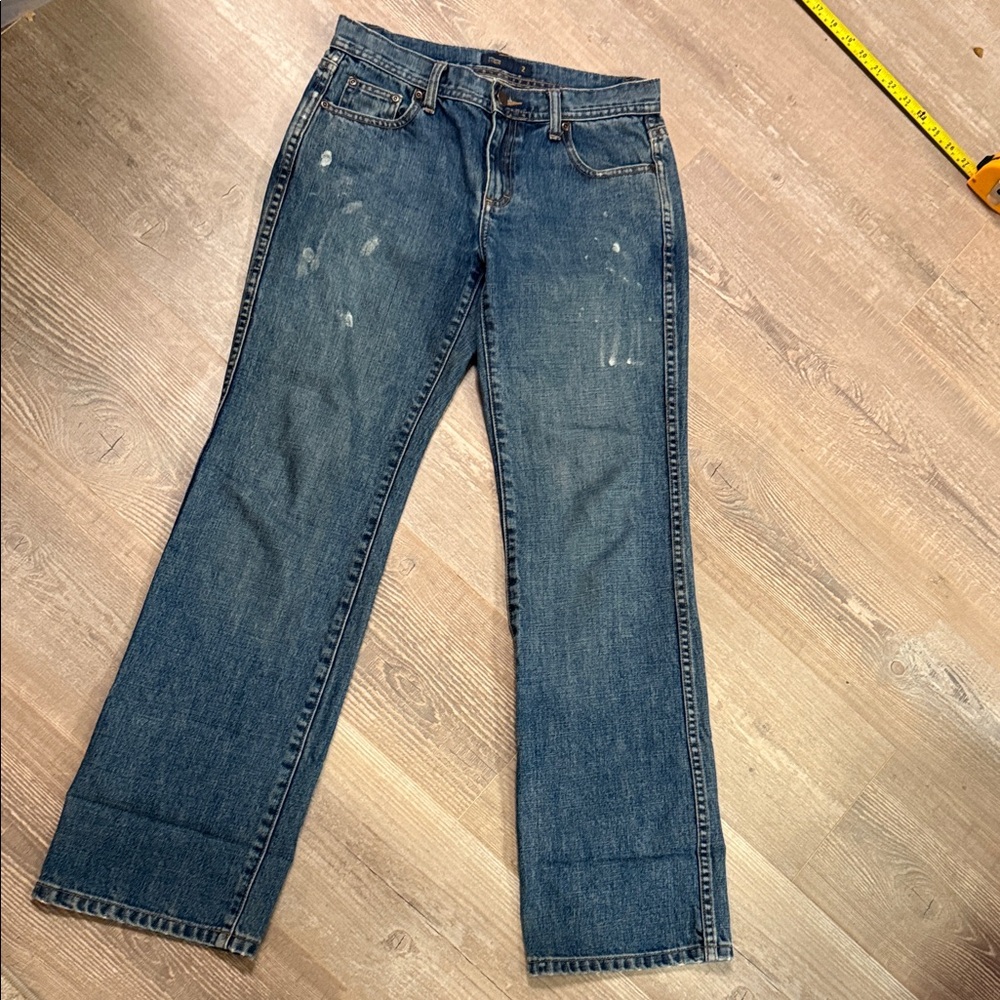 NWOT Y2K Women’s J Crew Blue Denim Jeans with factory paint, low rise